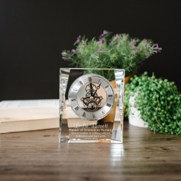 Personalized Engraved Crystal Allegro Clocks for Graduation Gifts | Van ...