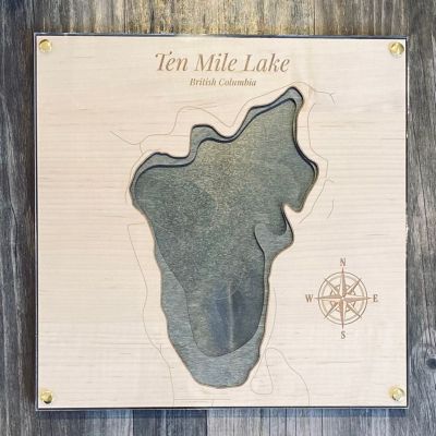 Lake Depth Map 3-D Wall Art: 3 Layer Blue 12 x 12