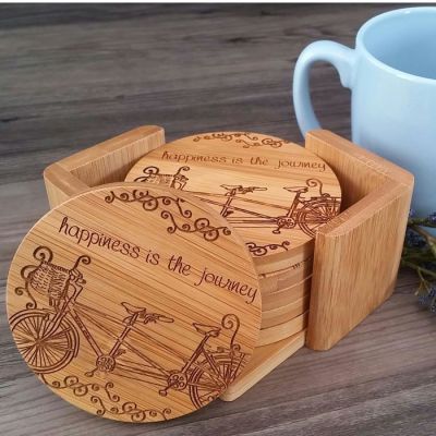 Natures Inspiration Bamboo Coasters with personalization