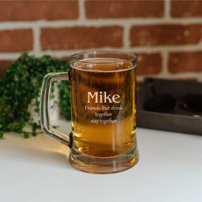 MALT BEER STEIN WITH PERSONAL MESSAGE IN TRADITIONAL FONTS