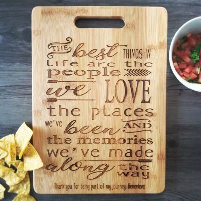 Friendship Themed Personalized Bamboo Handle Cutting Board