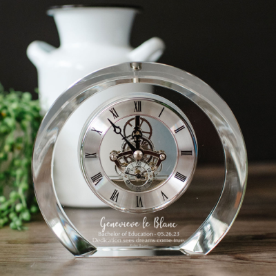 Graduation Crystal Tiffany Clock - Create Your Own in Modern Fonts