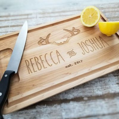 Love Themed Personalized Maple Cutting Board with Groove and Well