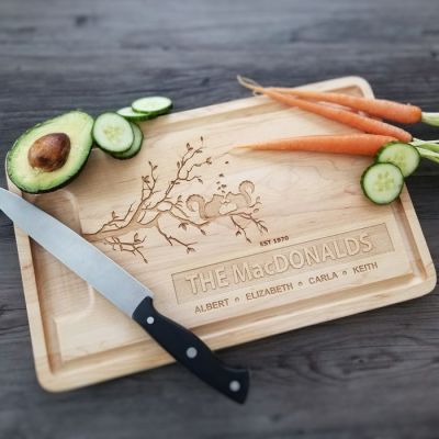 Family Themed - Adventure, Mountains, Farms, & the Outdoors Personalized Maple Cutting Board with Groove and Well