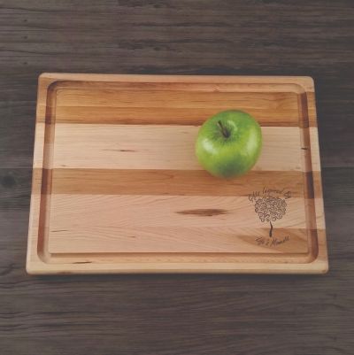 Maple Cutting Board with Groove Engraved with Your Company Logo 