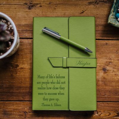 Green Refillable Journal with Personalization in Two Locations With Classic Fonts