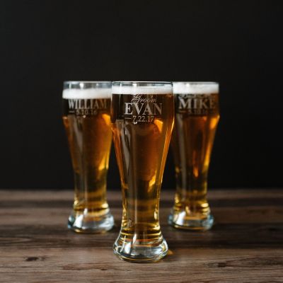 Tall Wedding Party Beer Glass
