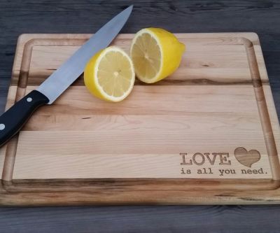 Love Is In The Air Personalized Maple Cutting Board with Groove