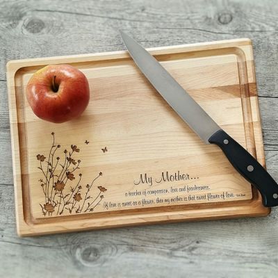 Motherhood Themed Personalized Maple Cutting Board with Groove