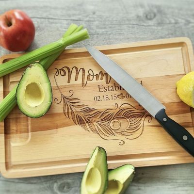 Motherhood Themed Personalized Maple Cutting Board with Groove and Well