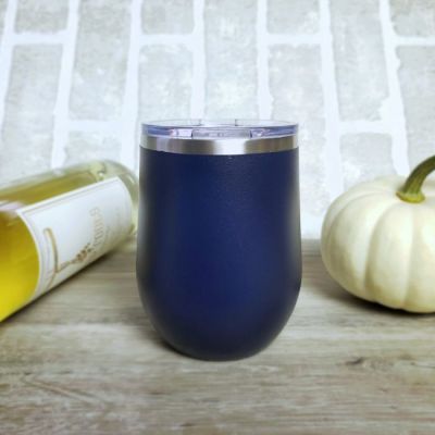Create Your Own Navy Blue 12 oz Insulated Stemless Wine Glass with Personalization