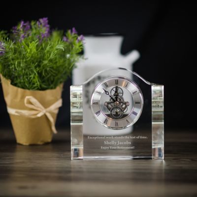 CRYSTAL CHELLO CLOCK WITH PERSONAL MESSAGE