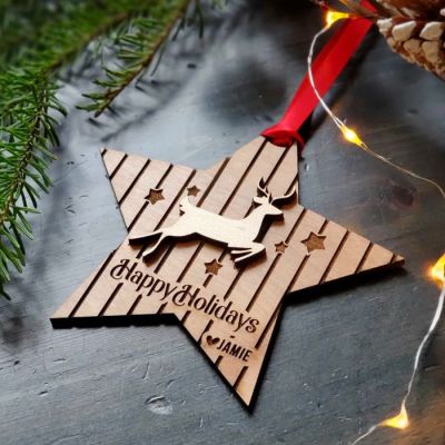 Star Reindeer Ornament 