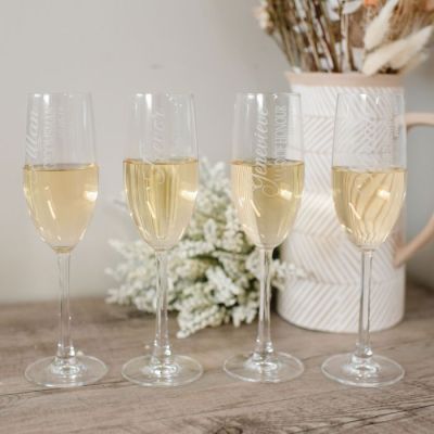 Wedding Party Wine Flutes with Personalization