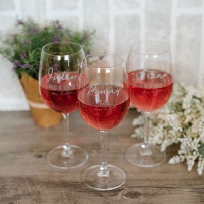 Wedding Party Wine Glasses For The Girls with Personalization