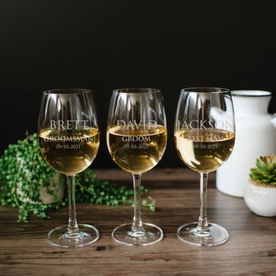 Wedding Party Wine Glasses For The Guys with Personalization