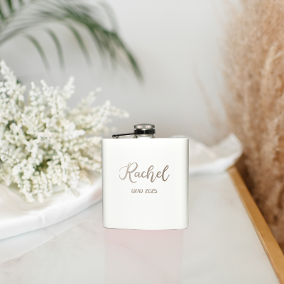 Create Your Own Graduation Flask - White - Modern Fonts