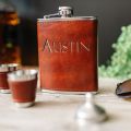 Engrave 7oz Leatherette Flask Set with 2 1oz shot glasses and funnel