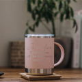 pink insulated tea cup with name