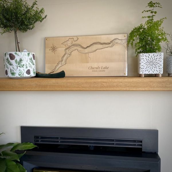 Contour Lake Map Wall Art: 5 Layer Maple 12 x 24