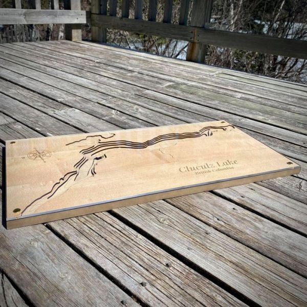 Contour Lake Map Wall Art: 5 Layer Maple 12 x 24
