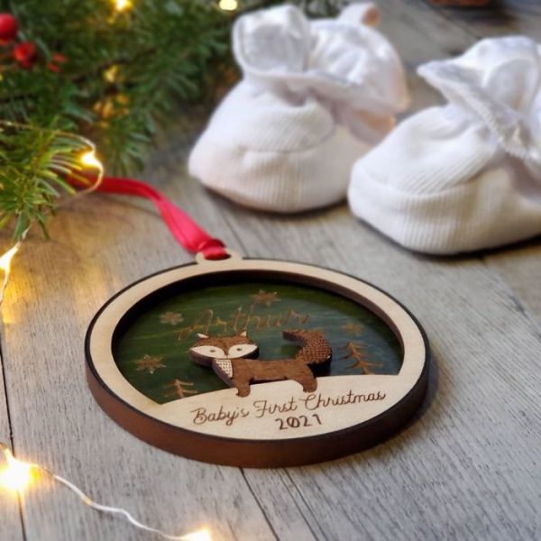 Fox in the Woods Baby Christmas Ornament 