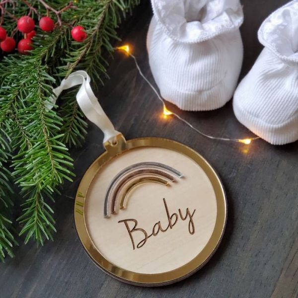 Rainbow Baby Christmas Ornament 