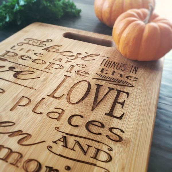 Friendship Themed Personalized Bamboo Handle Cutting Board