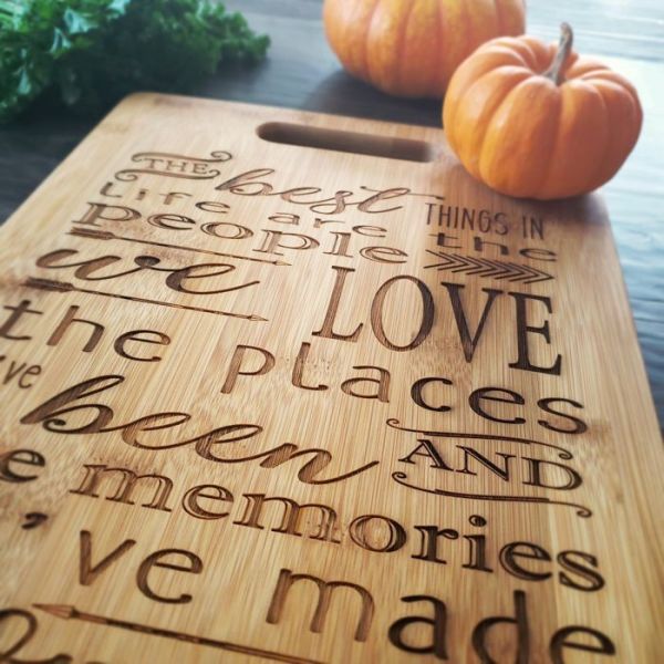 Friendship Themed Personalized Bamboo Handle Cutting Board