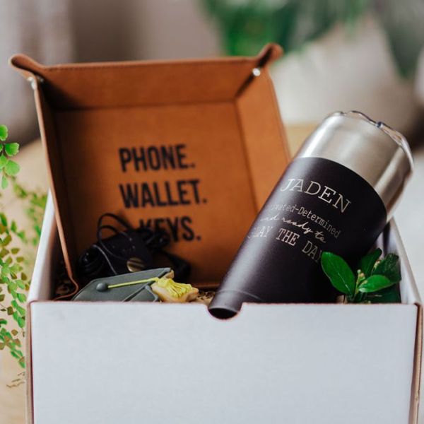 The Giving Box - Personalized Black Tumbler and Catch All Tray 