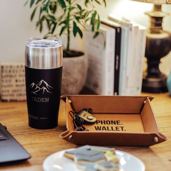 The Giving Box - Personalized Black Tumbler and Catch All Tray 