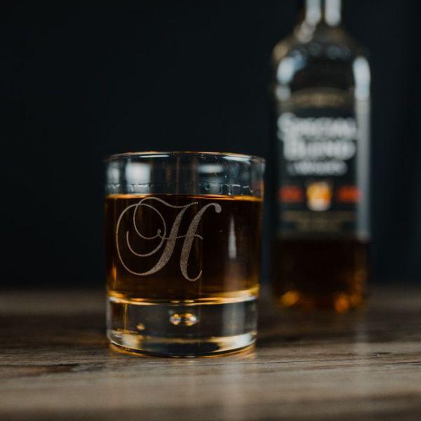 Centra Rocks Glass with Personalization in Traditional Fonts