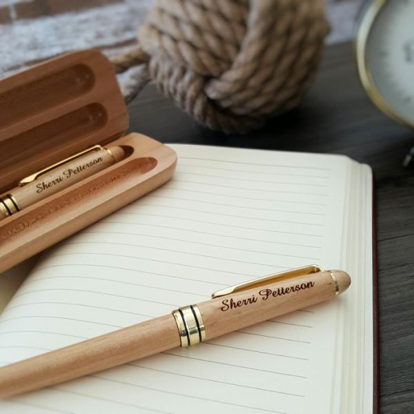 MAPLE PEN AND PENCIL SET WITH PERSONALIZATION