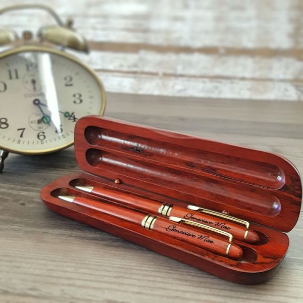 ROSEWOOD PEN AND PENCIL SET WITH PERSONALIZATION