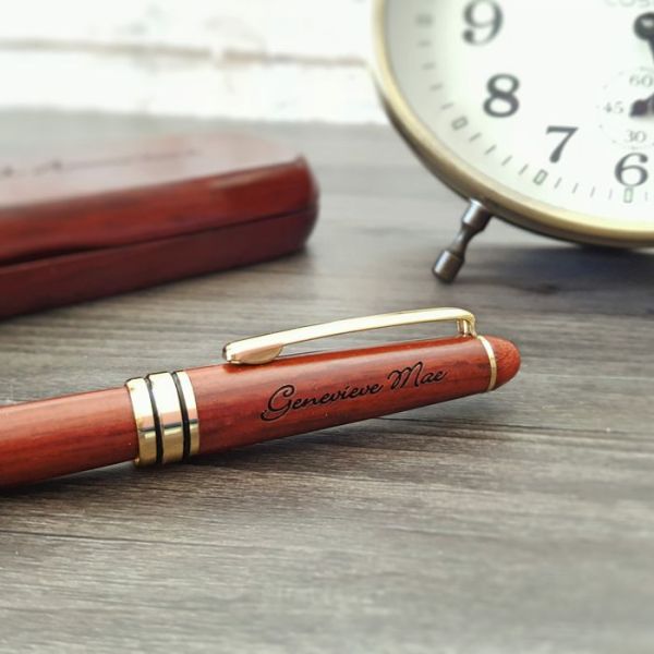 ROSEWOOD PEN SET WITH PERSONALIZATION