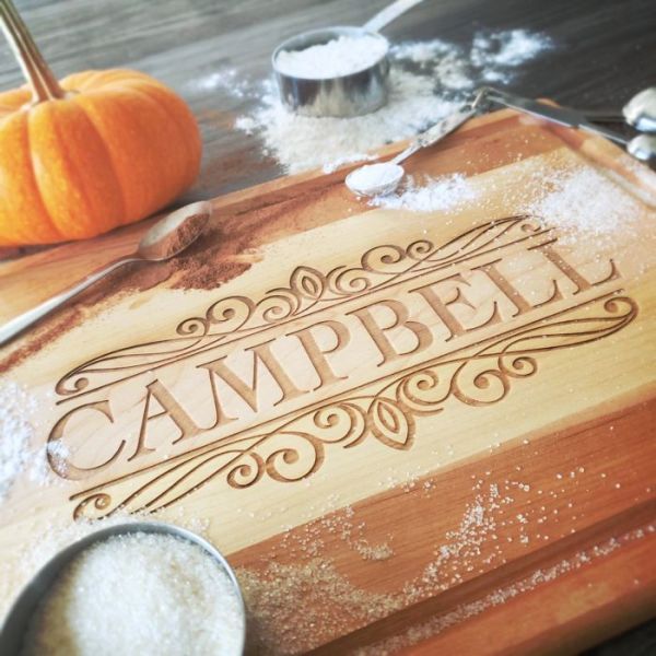 Family Name Themed Personalized Maple Cutting Board with Groove