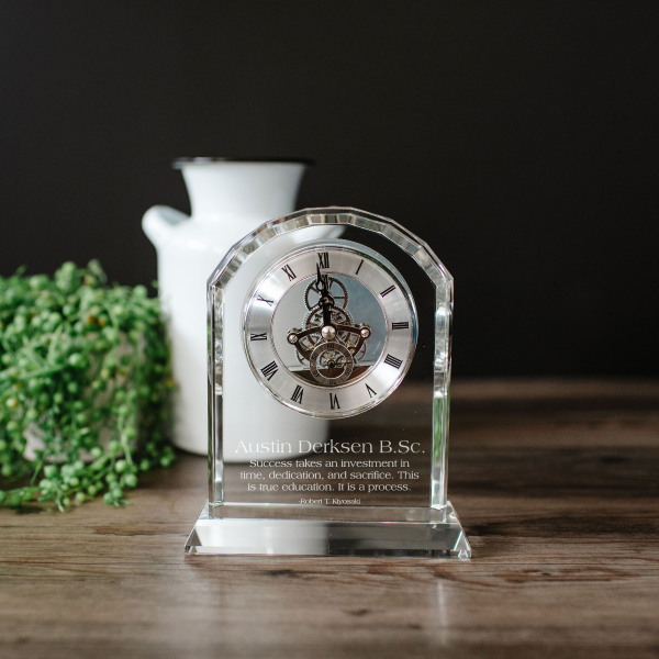 Graduation Crystal Centura Clock - Create Your Own in Traditional Fonts