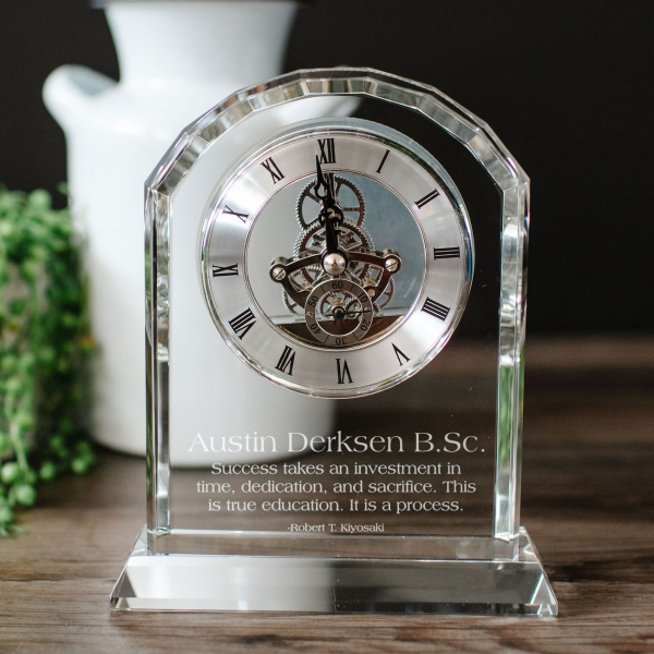 Graduation Crystal Centura Clock - Create Your Own in Traditional Fonts