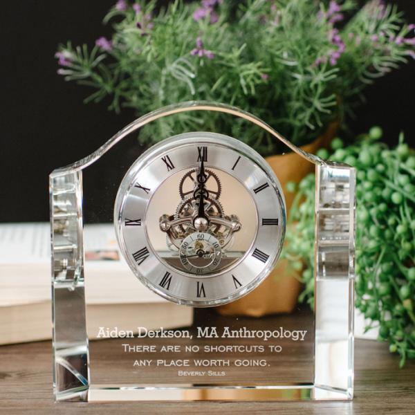 Graduation Crystal Chello Clock - Create Your Own in Modern Fonts