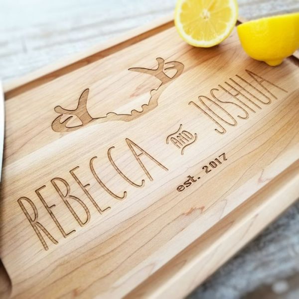 Love Themed Personalized Maple Cutting Board with Groove and Well