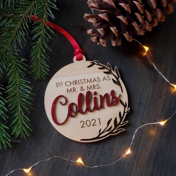 Holiday Wreath Family Name Ornament