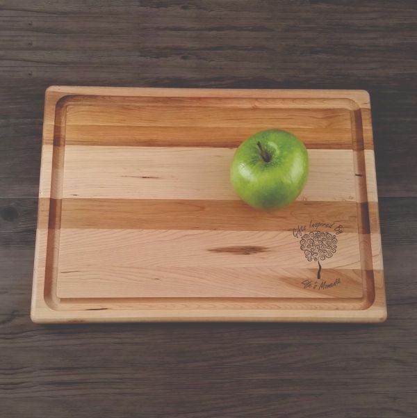 Maple Cutting Board with Groove Engraved with Your Company Logo 