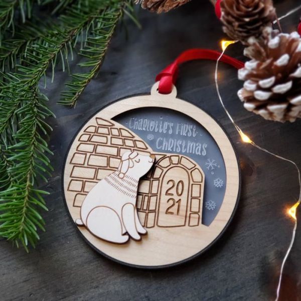 Polar Bear's Igloo Baby Christmas Ornament 