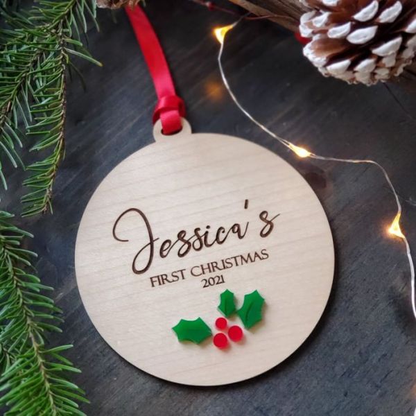 Holly Baby Christmas Ornament 