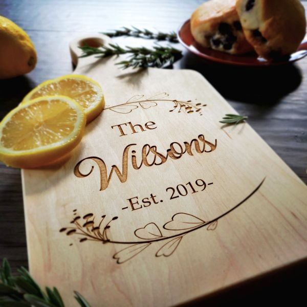 Family Name Themed Personalized Maple Paddle Cutting Board