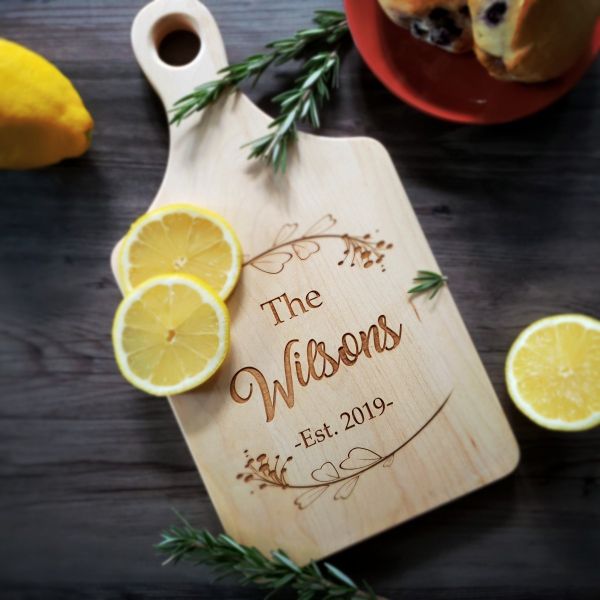 Family Name Themed Personalized Maple Paddle Cutting Board