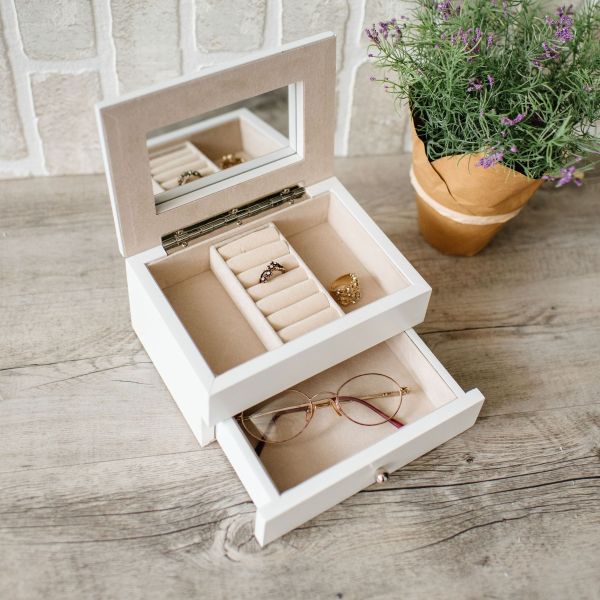 Engraved Filigree Jewelry Box with drawer