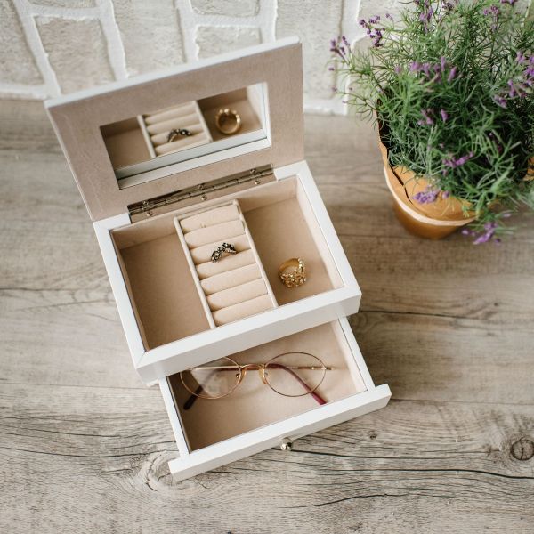 Engraved Filigree Jewelry Box with drawer