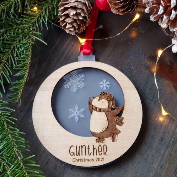 Penguin Ice Skating  Baby Christmas Ornament 