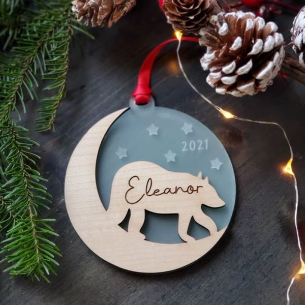The Bear In The Moon Baby Christmas Ornament 